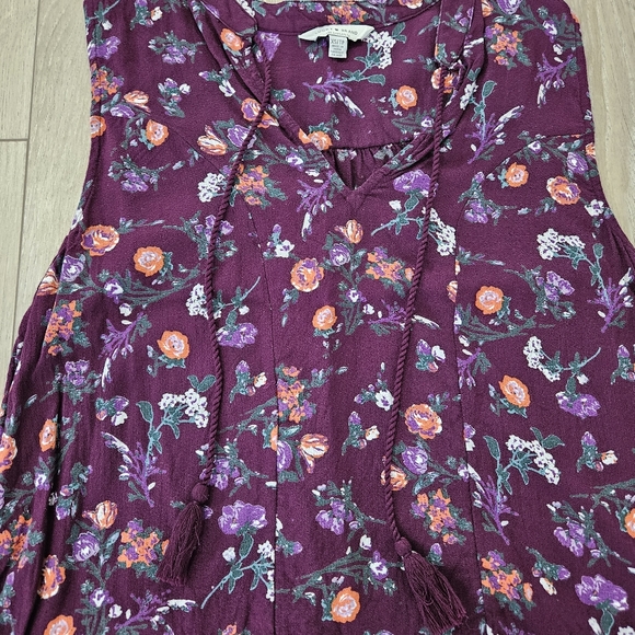 Lucky Brand Top, XS, Maroon Floral - Picture 3 of 7